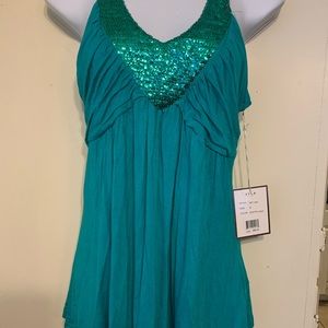 Aqua top with bling!